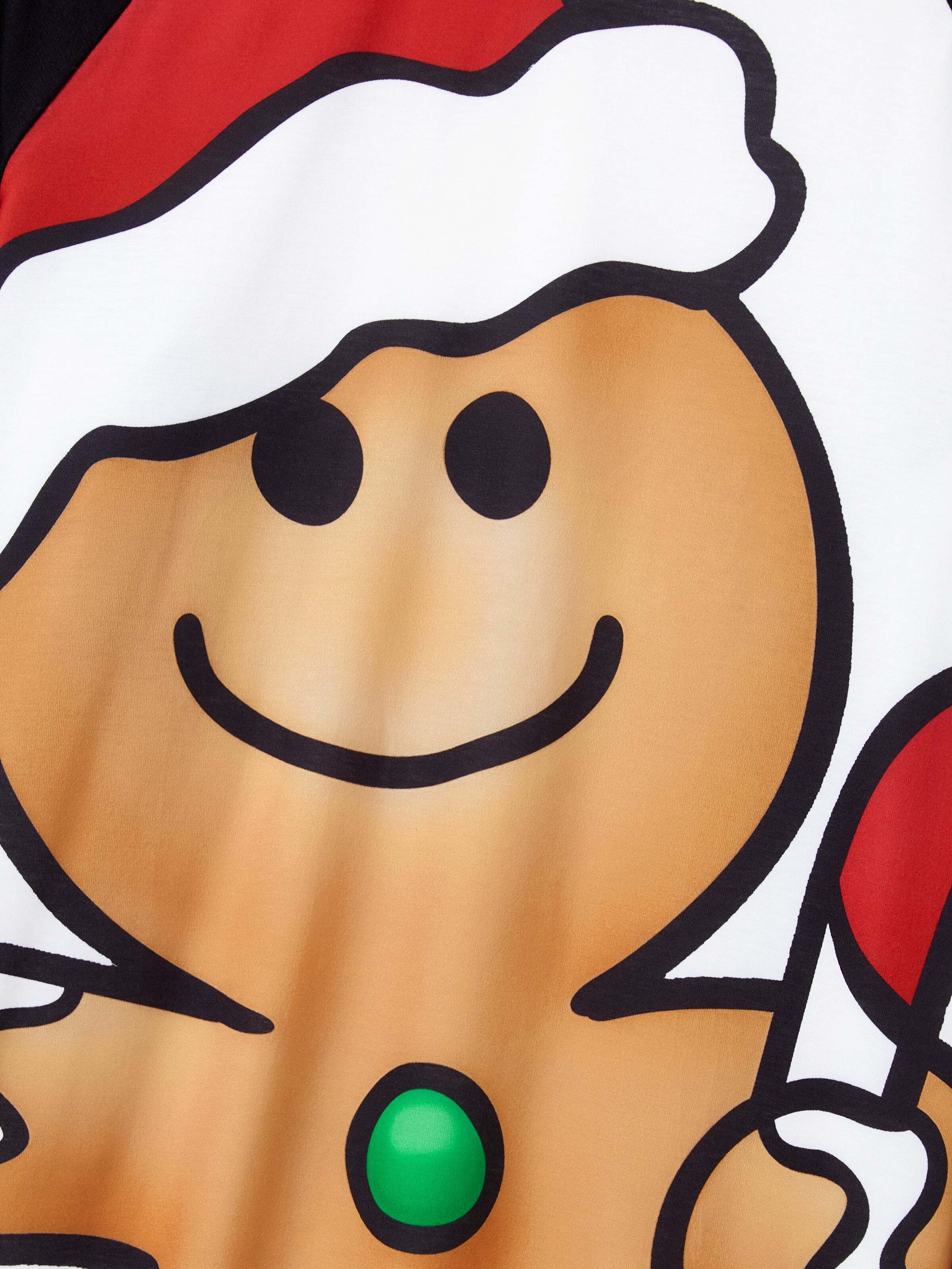 Christmas Family Matching Raglan Sleeves Gingerbread Man Pajamas Sets with Drawstring and Pockets with Christmas Socks red/black