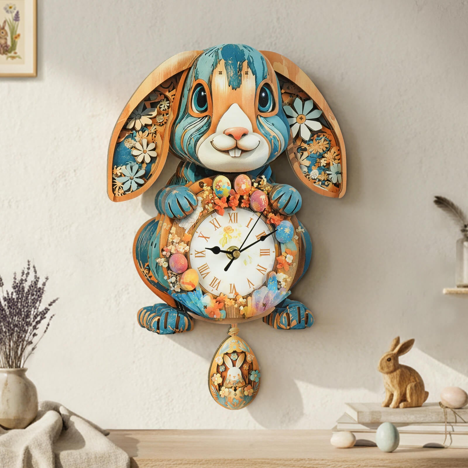 Rabbit– DIY Wooden Clock, 3D Puzzle Craft Kit