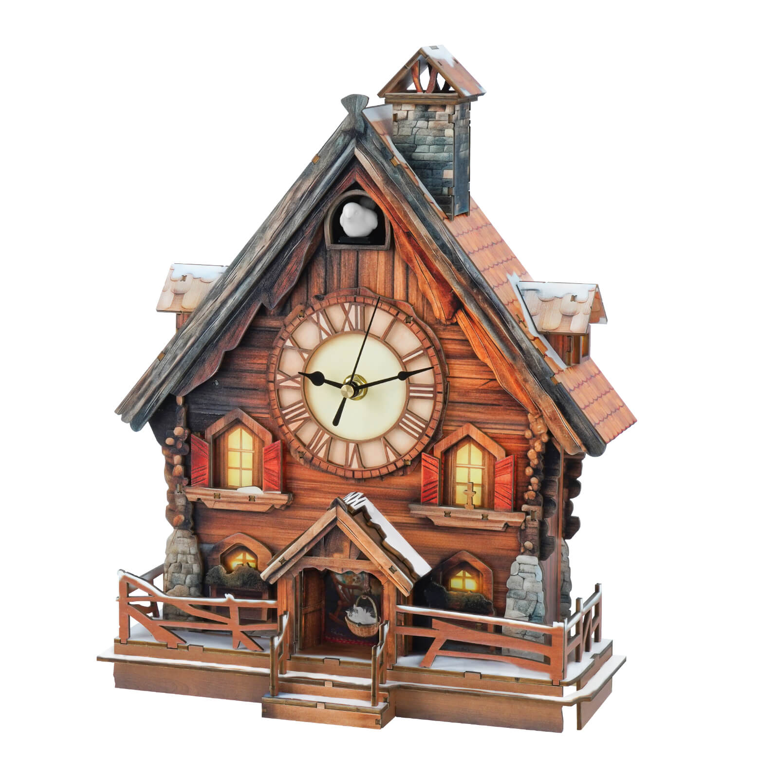 Cuckoo Chiming Swiss Chalet – DIY Wood Clock, 3D Puzzle Kit