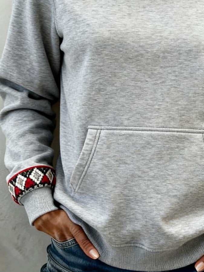 Women'S Casual Color-Blocked Pullover Sweatshirt