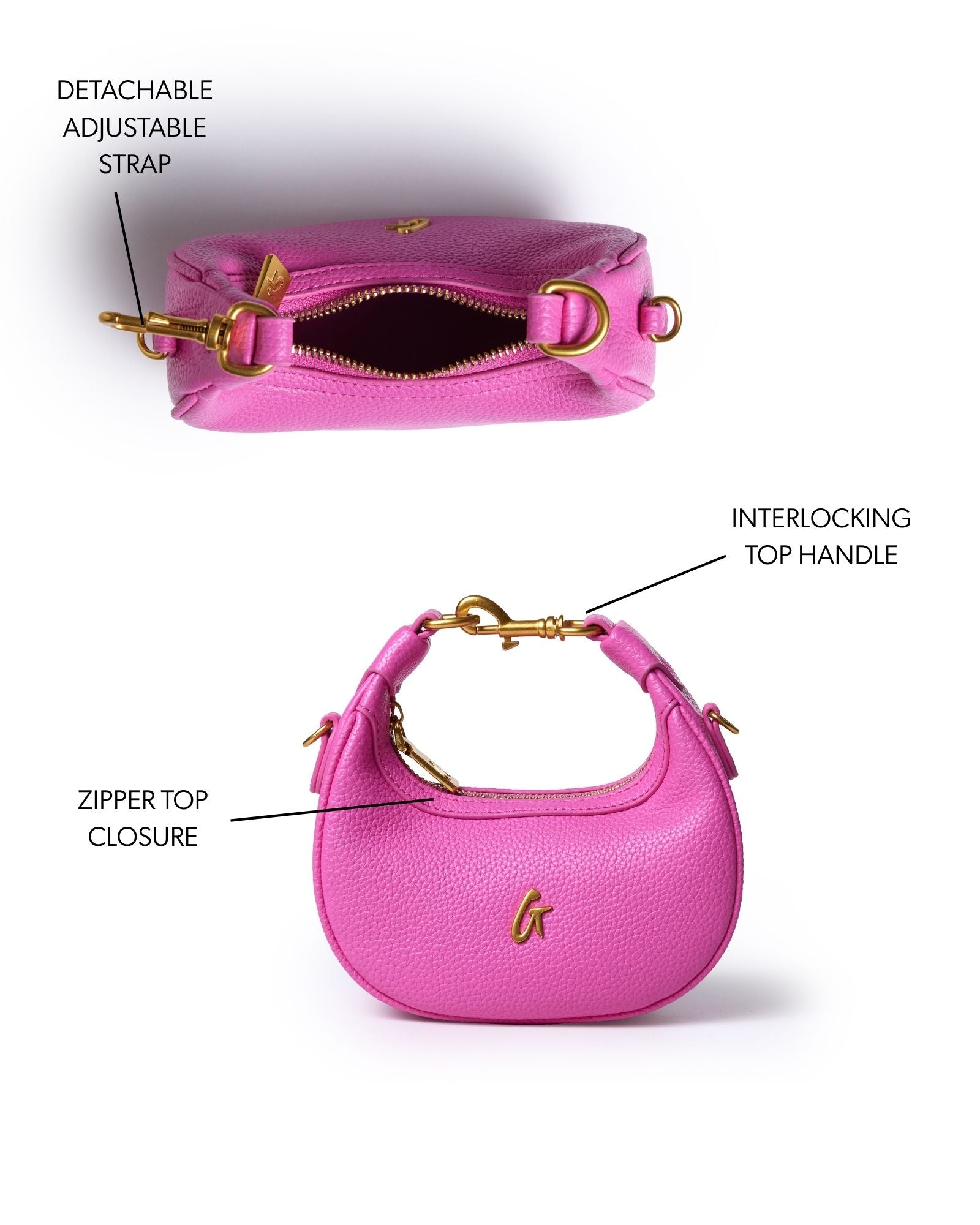 NANO PEBBLE HOBO BAG - HOT PINK