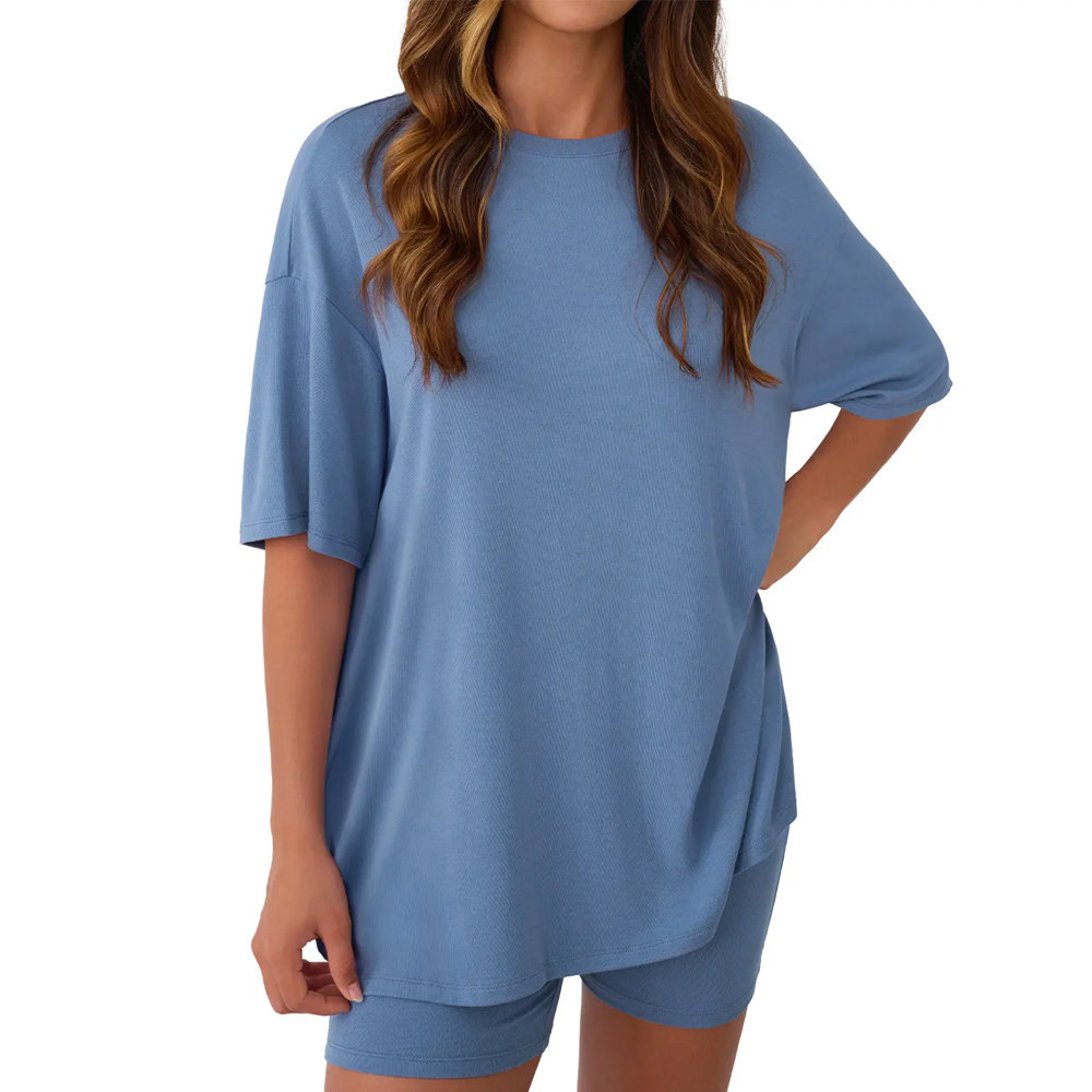 Women’s Oversized Tee & High-Waisted Biker Shorts Set