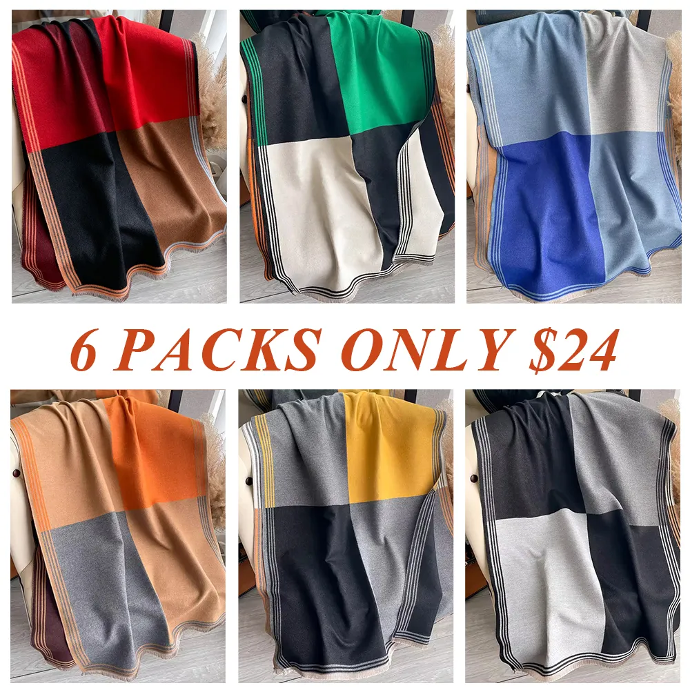 Women's Colorblock Tassel Decor Scarf