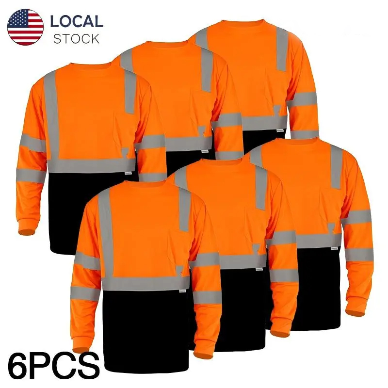 6-Pack Hi-Vis Performance Work Hoodie Shirts (Quick-Dry & Breathable)