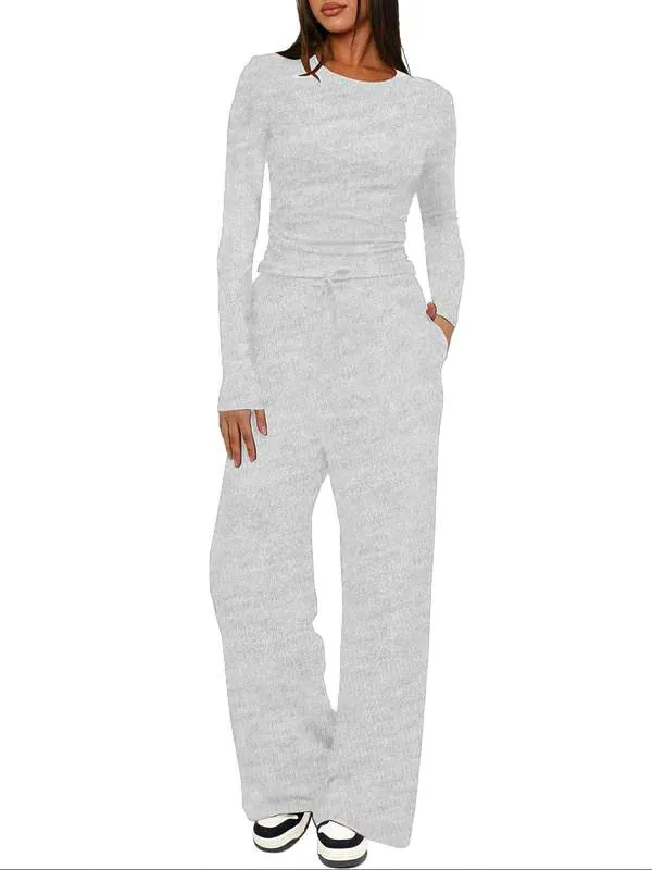 Women's Solid Ruched Drawstring Loungewear Set