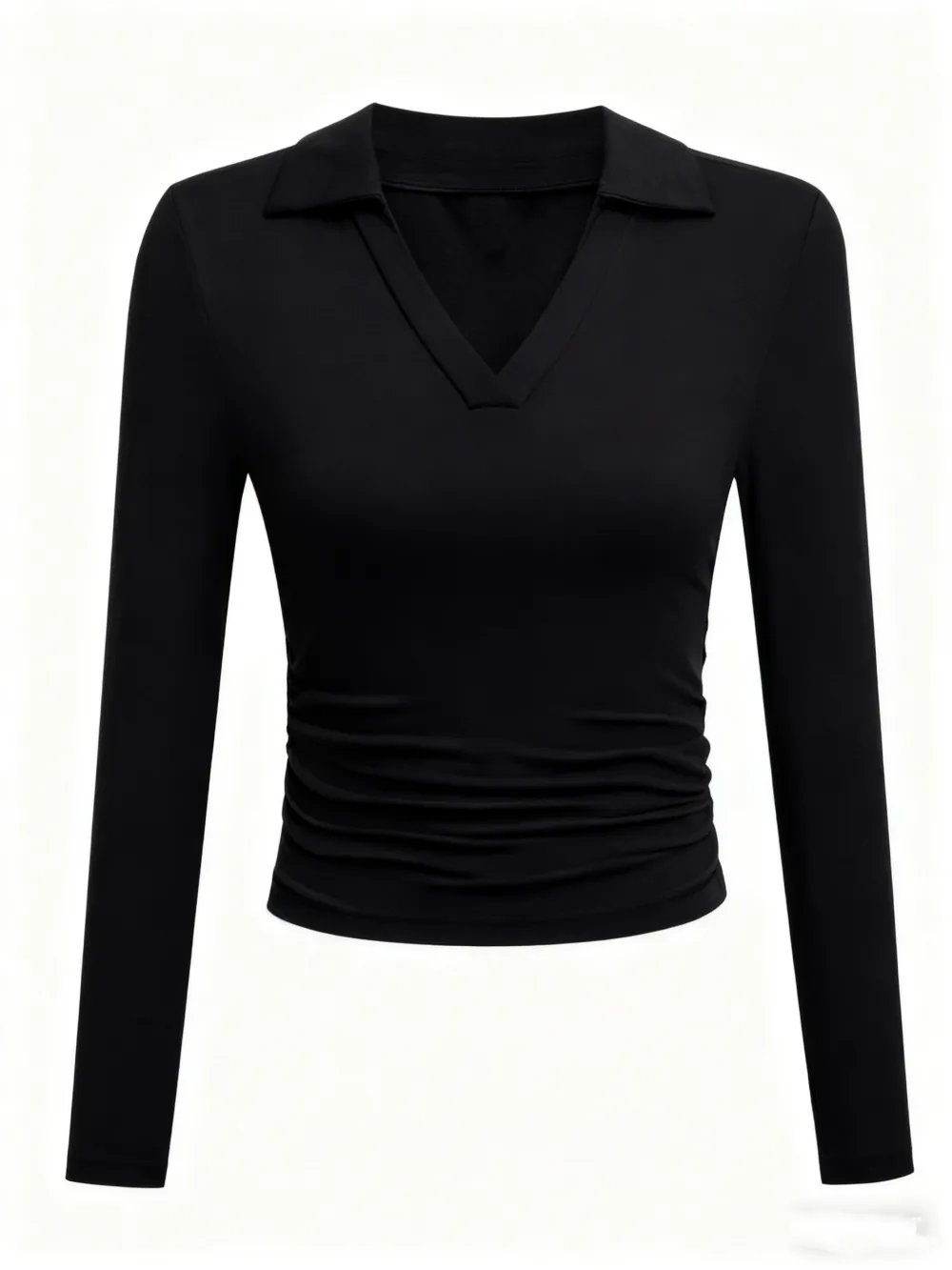Knit Solid Color Long Sleeve V Neck Slim