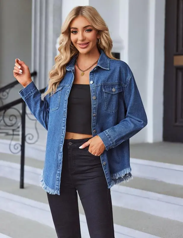 Denim Jean Jacket Casual Long Sleeve Pockets