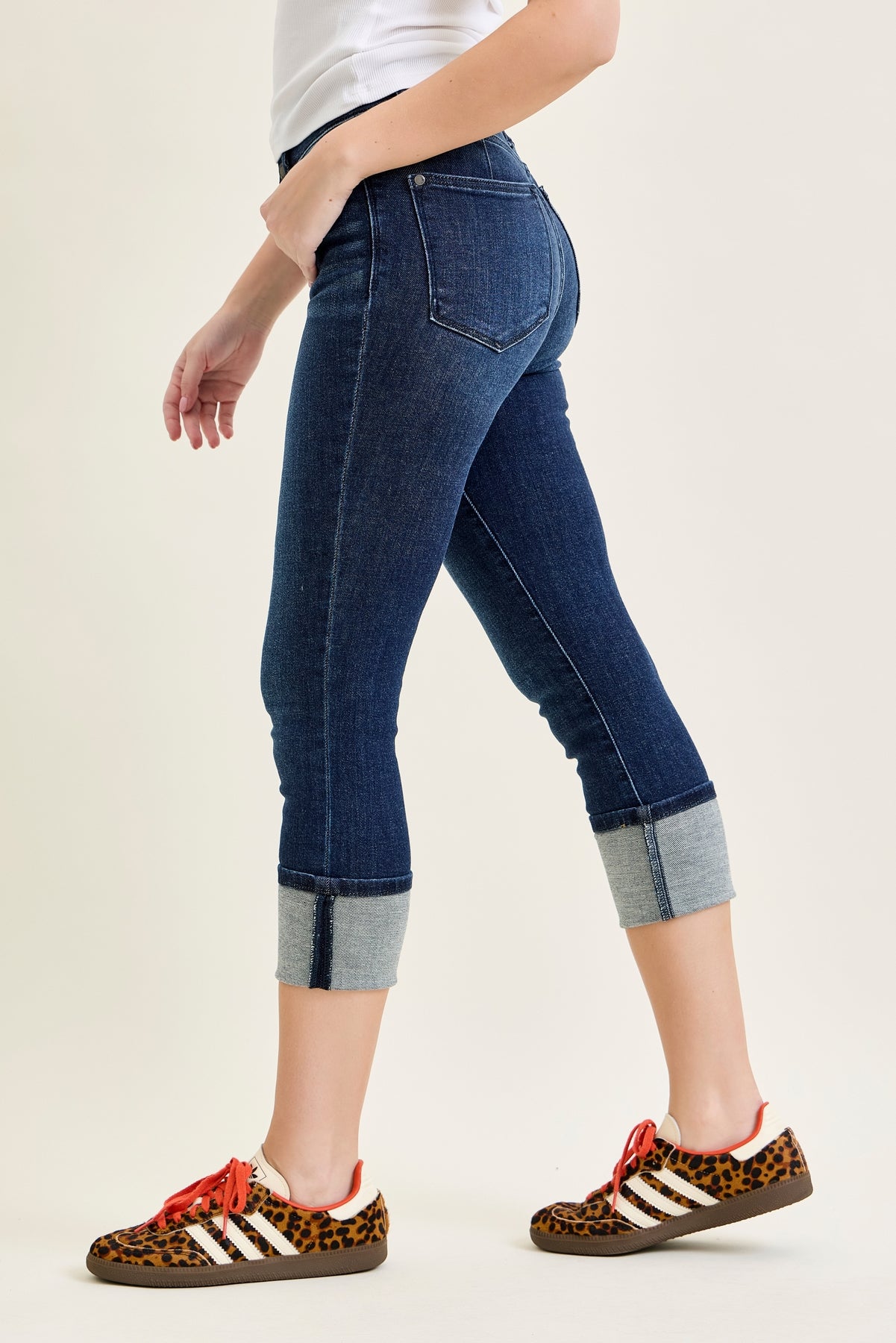 Haley High Rise Double Waist Band Capri