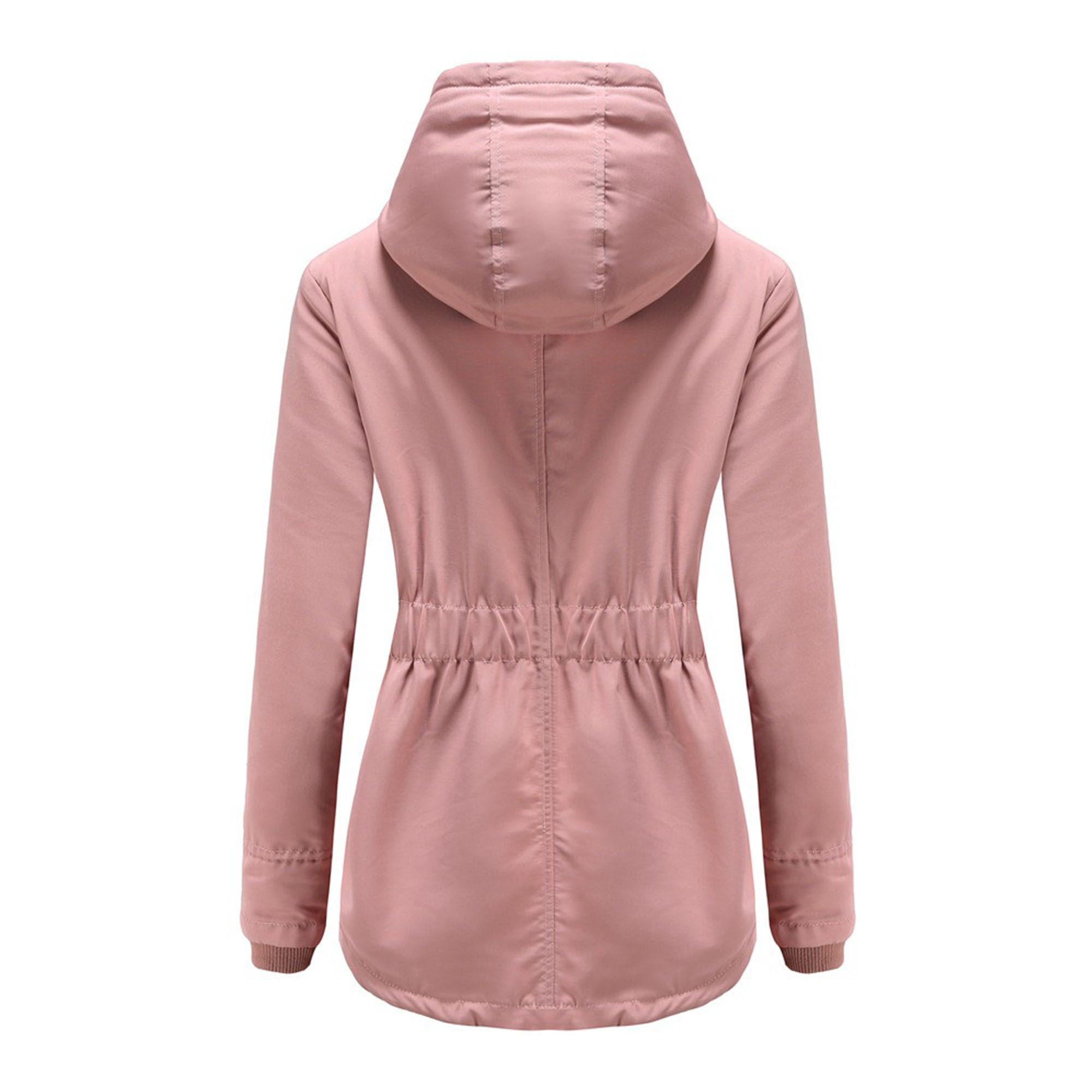 DGHM-JLMY 1/2 Pack Women's Windproof Waterproof Cotton Coats Fashion Warm Hooded Outerwear Solid Thick Fleece Jacket