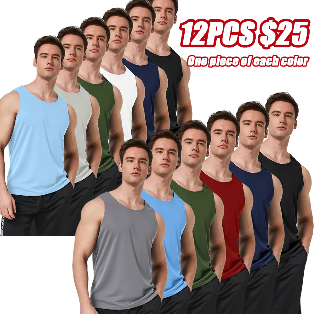 Men's Workout Tank Tops UPF 50+ Swim Shirts Quick Dry Running Sleeveless UV Protection Muscle Tees