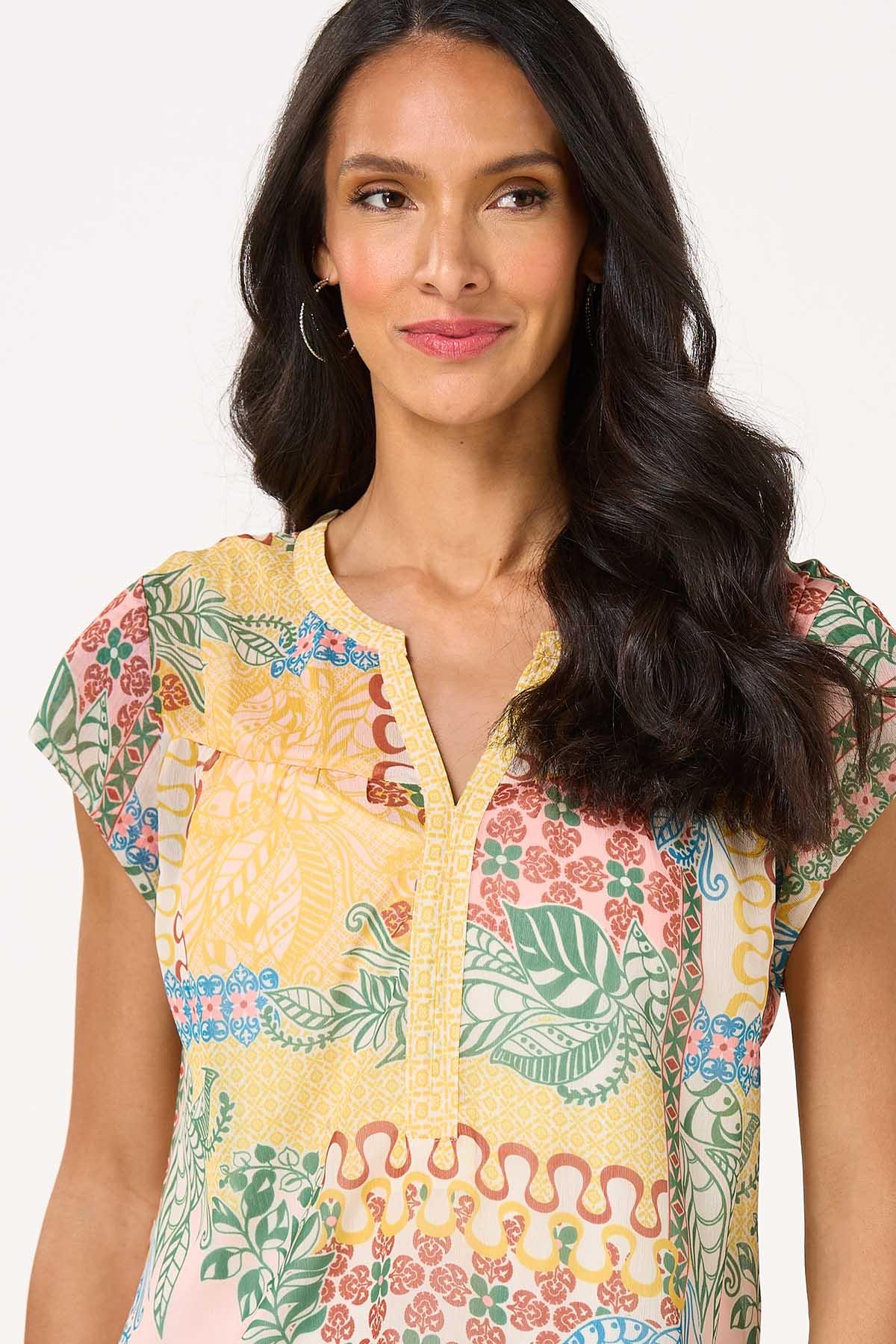 Gold Geo Floral Top