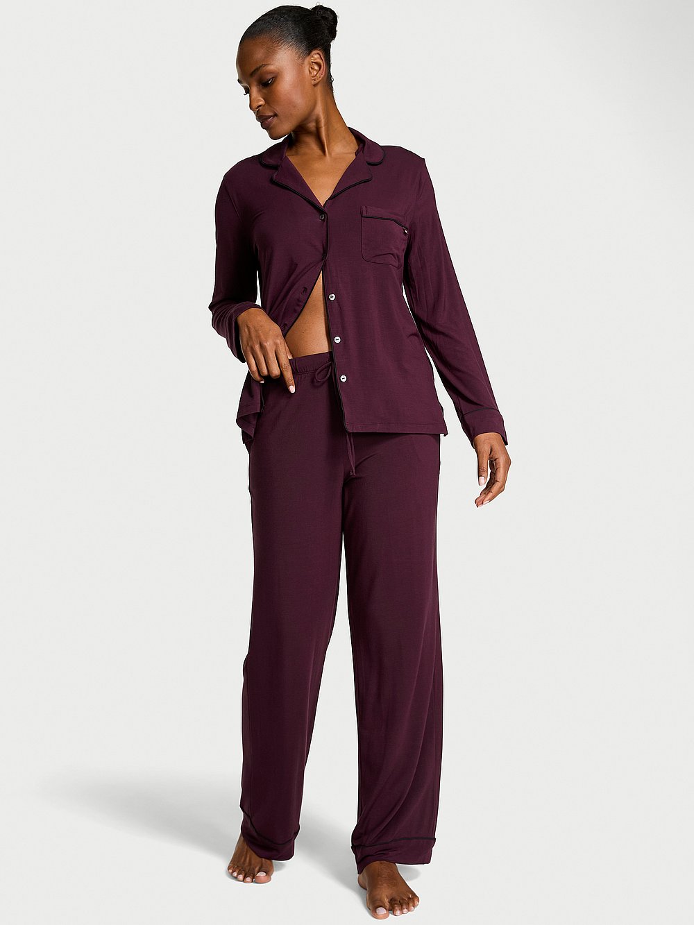Modal Long Pajama Set Winter Wine