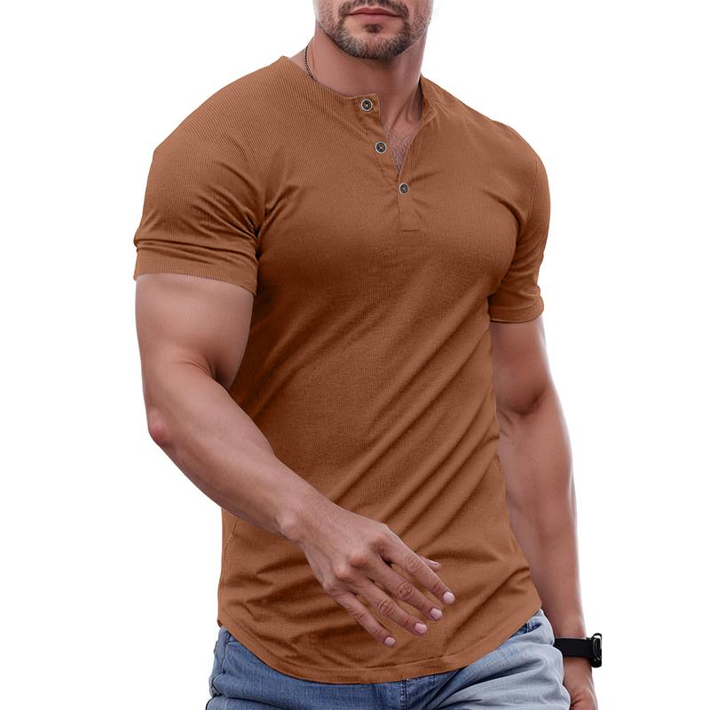 Men’s Slim Fit Longline Henley Performance Top