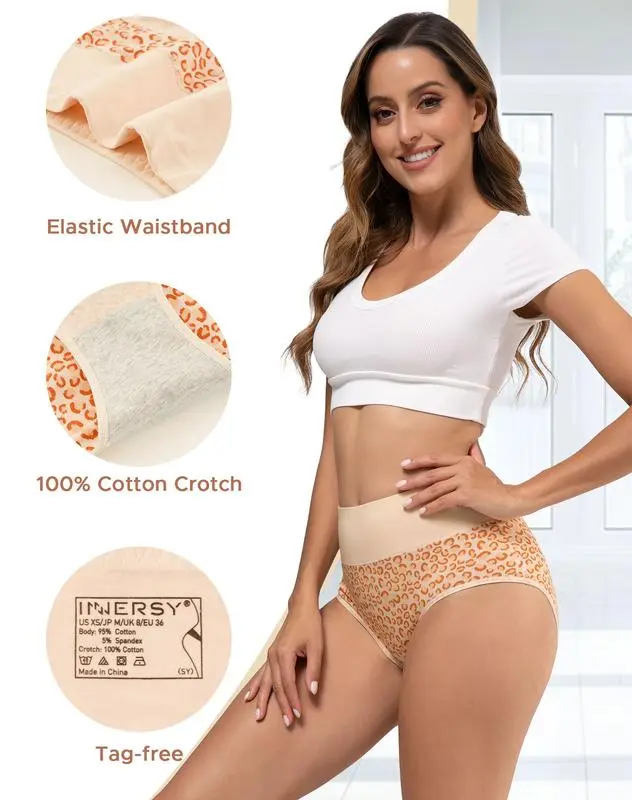 Women's High Waisted Cotton Panties 5-Pack