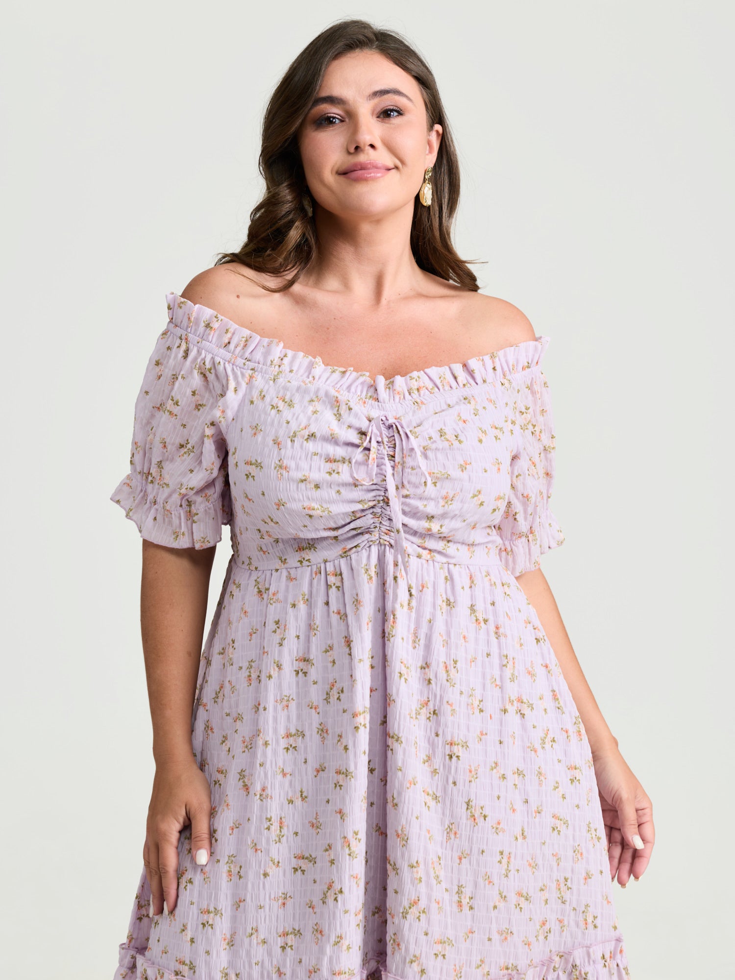 Off-Shoulder Romantic Ruffles Floral Mini Dress
