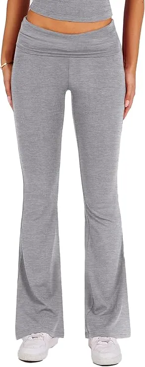 Women's Two-Piece Casual Set: Fitted Short-Sleeve Top with Bell-Bottom Pants