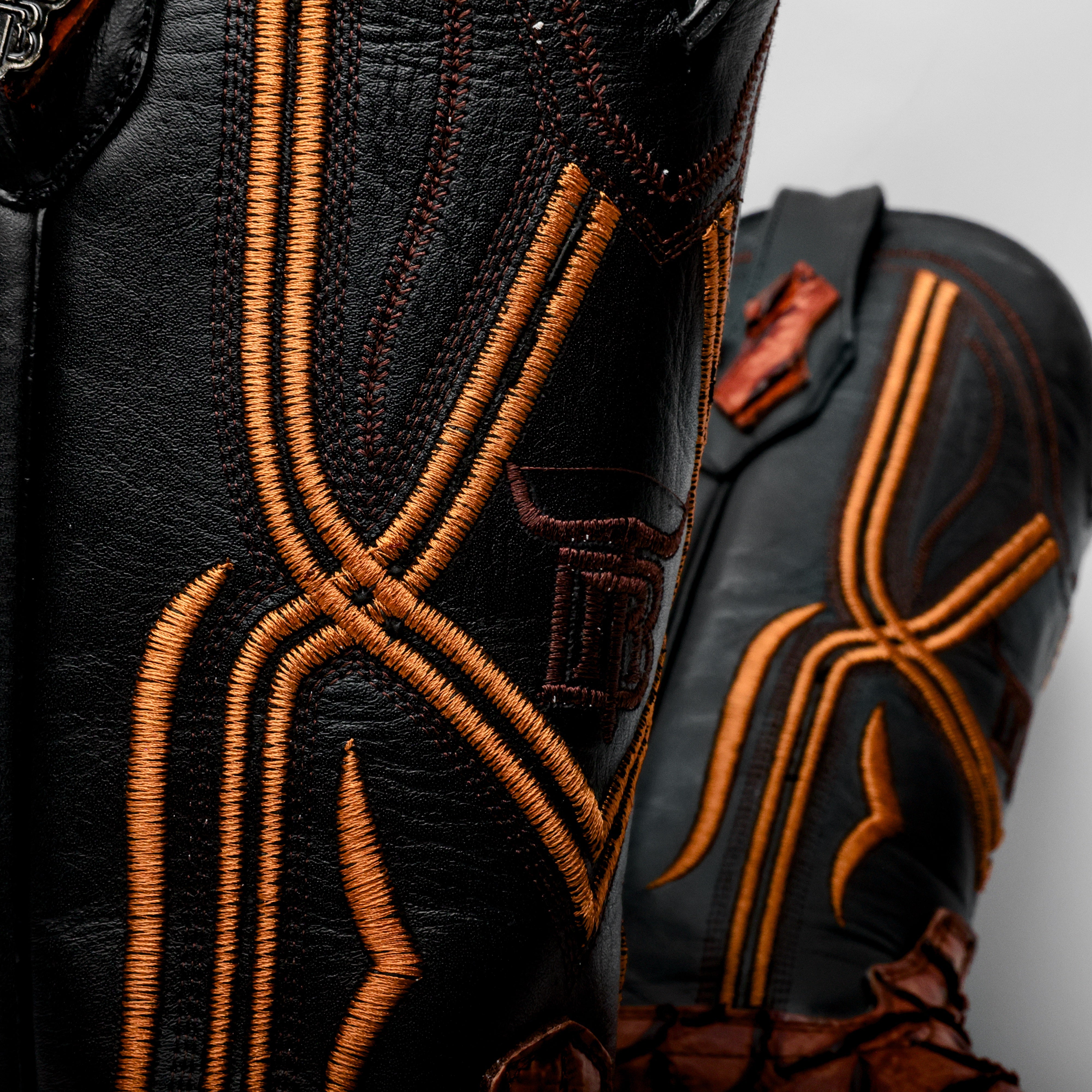 Cognac Jumbo Python Leather Boots - Square Toe