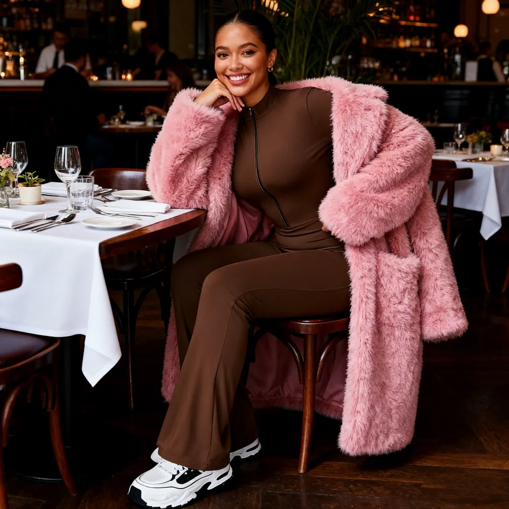 Women's Long Sleeve Flared Sports Jumpsuit - Zipper Jumpsuit