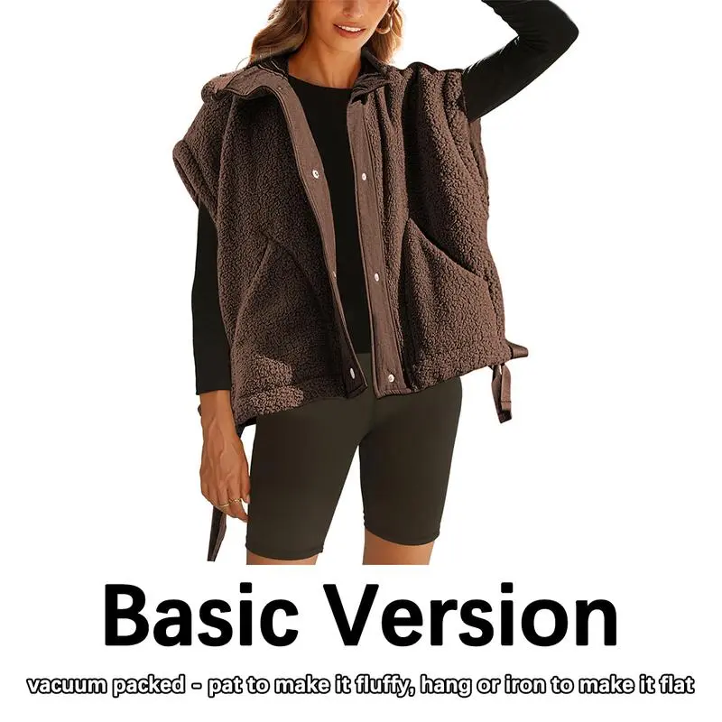 Women's Warm Fleece Vest Casual Sleeveless Button Down Sherpa Jacket