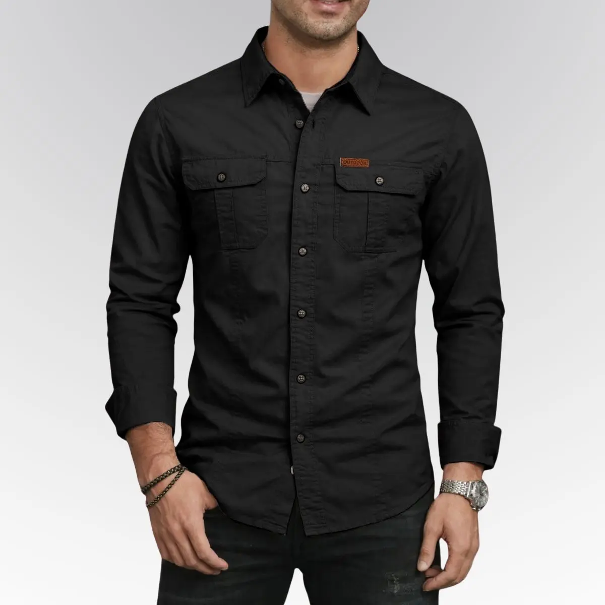 Men's Long Sleeve Workwear Shirt - Outdoor Casual Versatile Top
