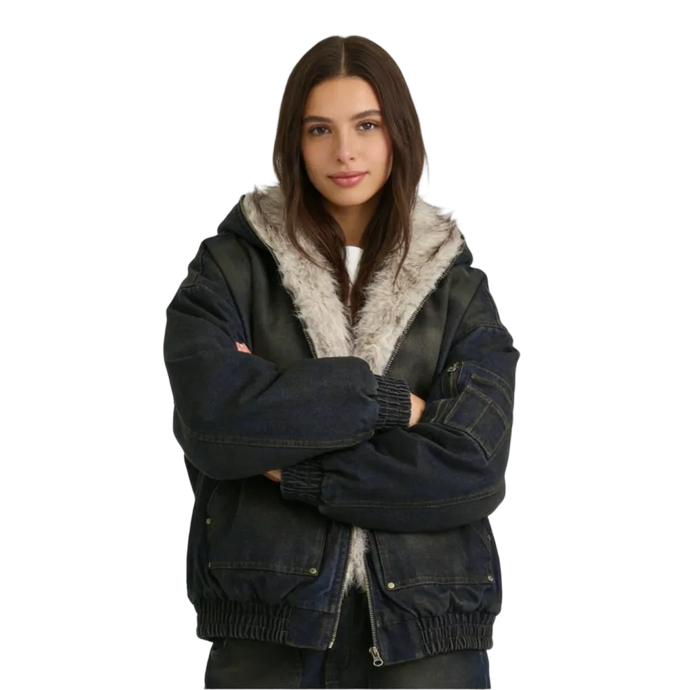 Hooded Zippered Flight Jacket
