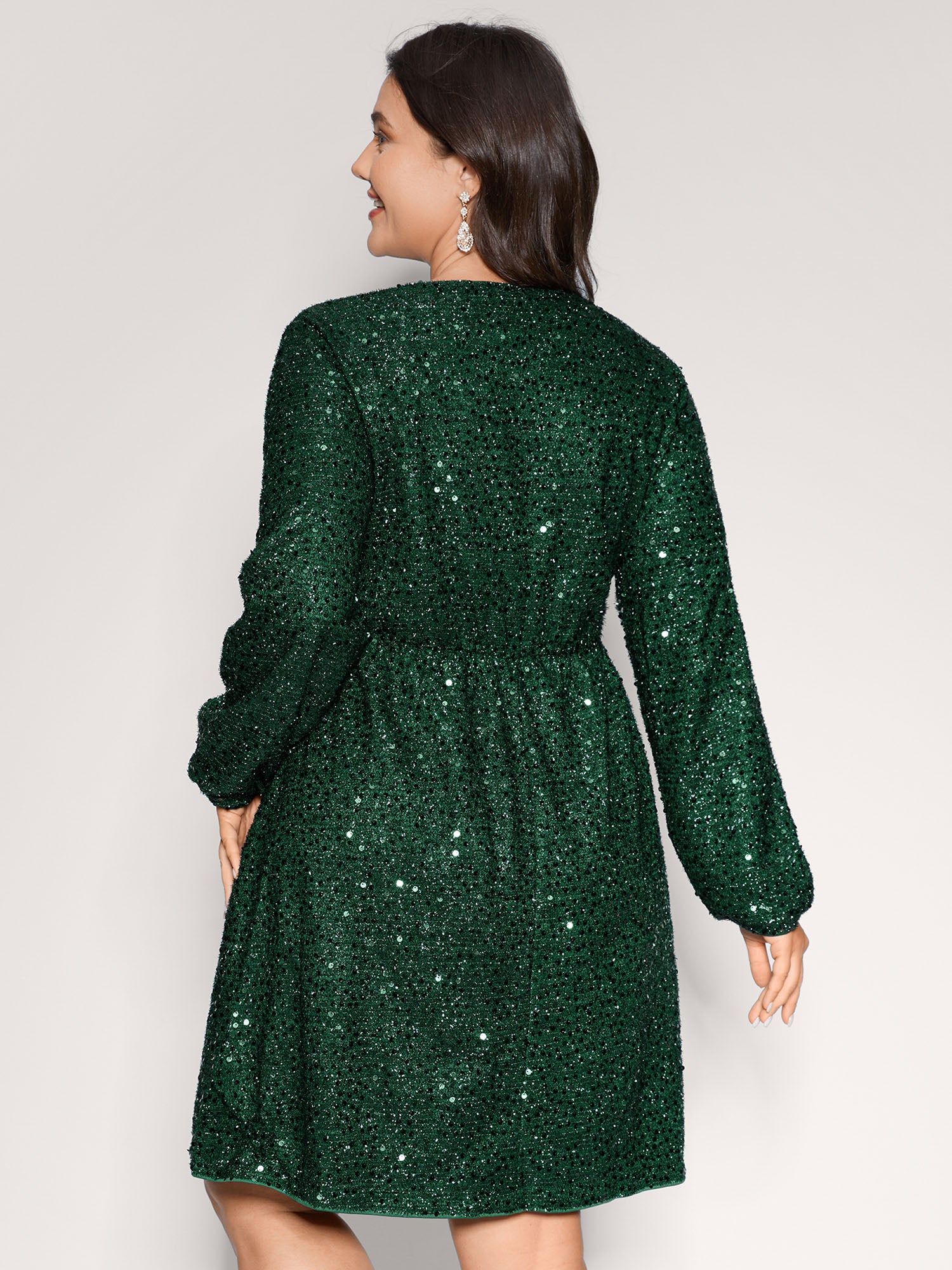 Shimmery Sequin V-Neck Knee Dress