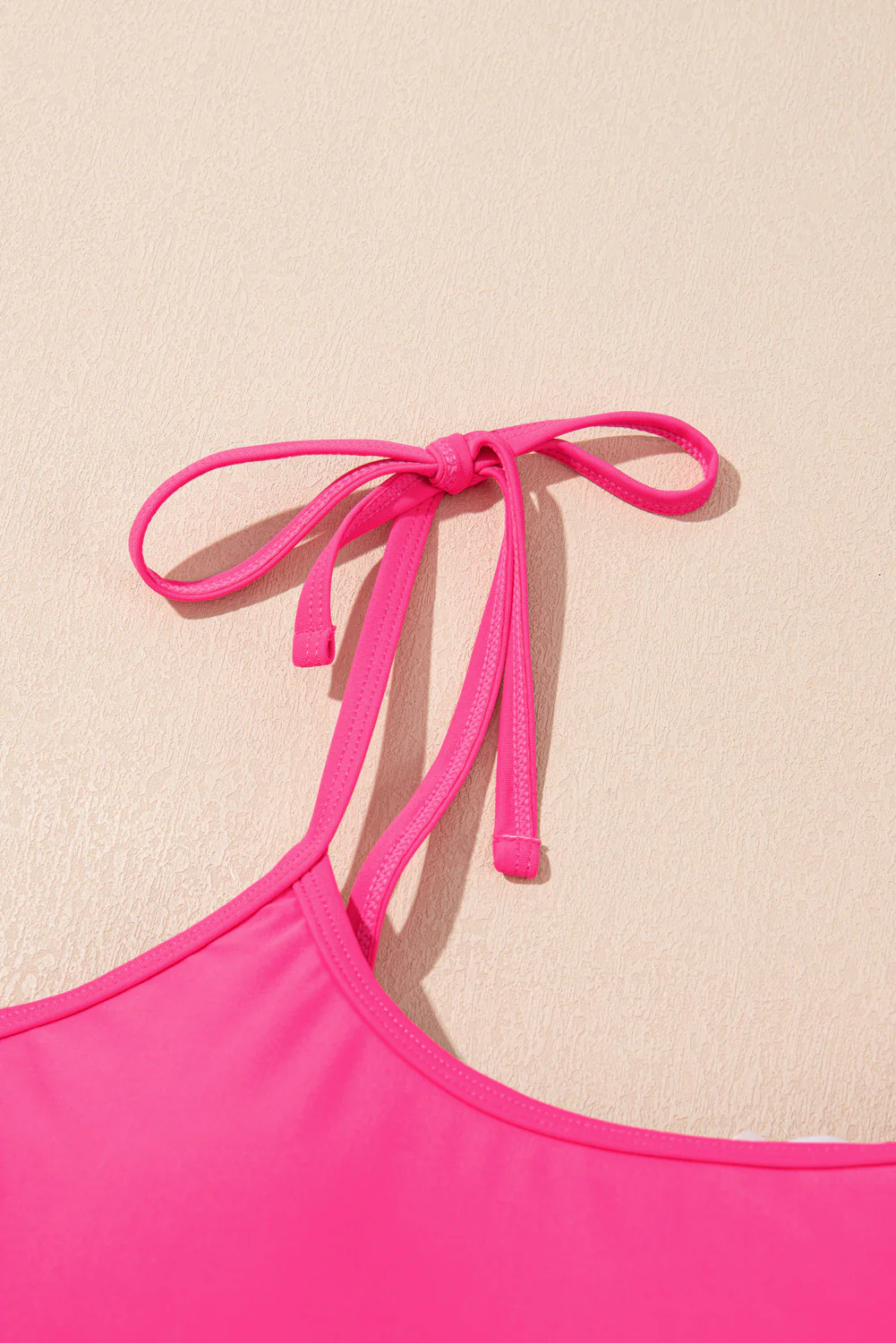 Rose Red Tie Shoulder Floral Print Cute Tankini Set