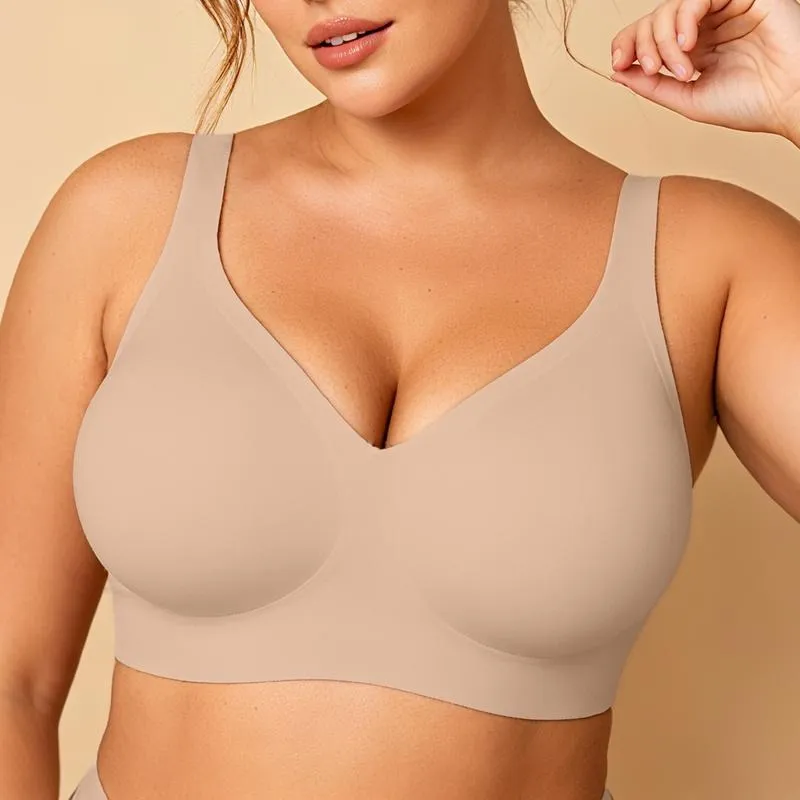 Women's Seamless Red Bra Wireless Soft Bralette