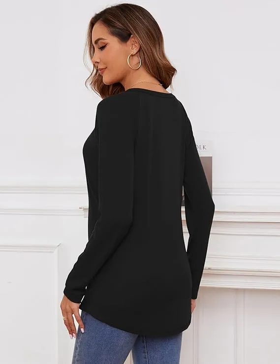 Womens Tunic Tops Crew Curved Hem