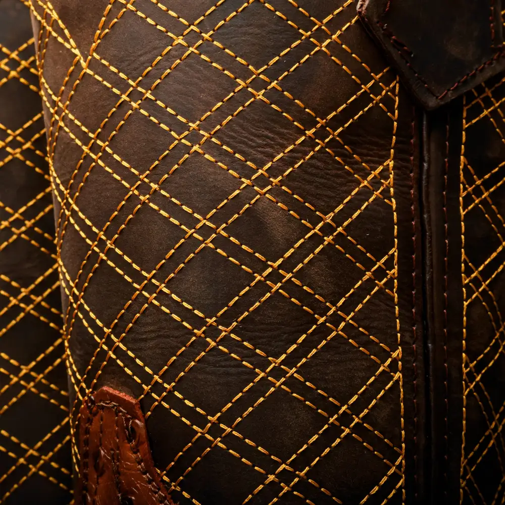 Cognac Ostrich Leather Boots With 3D Lightweight Sole - Composite Toe