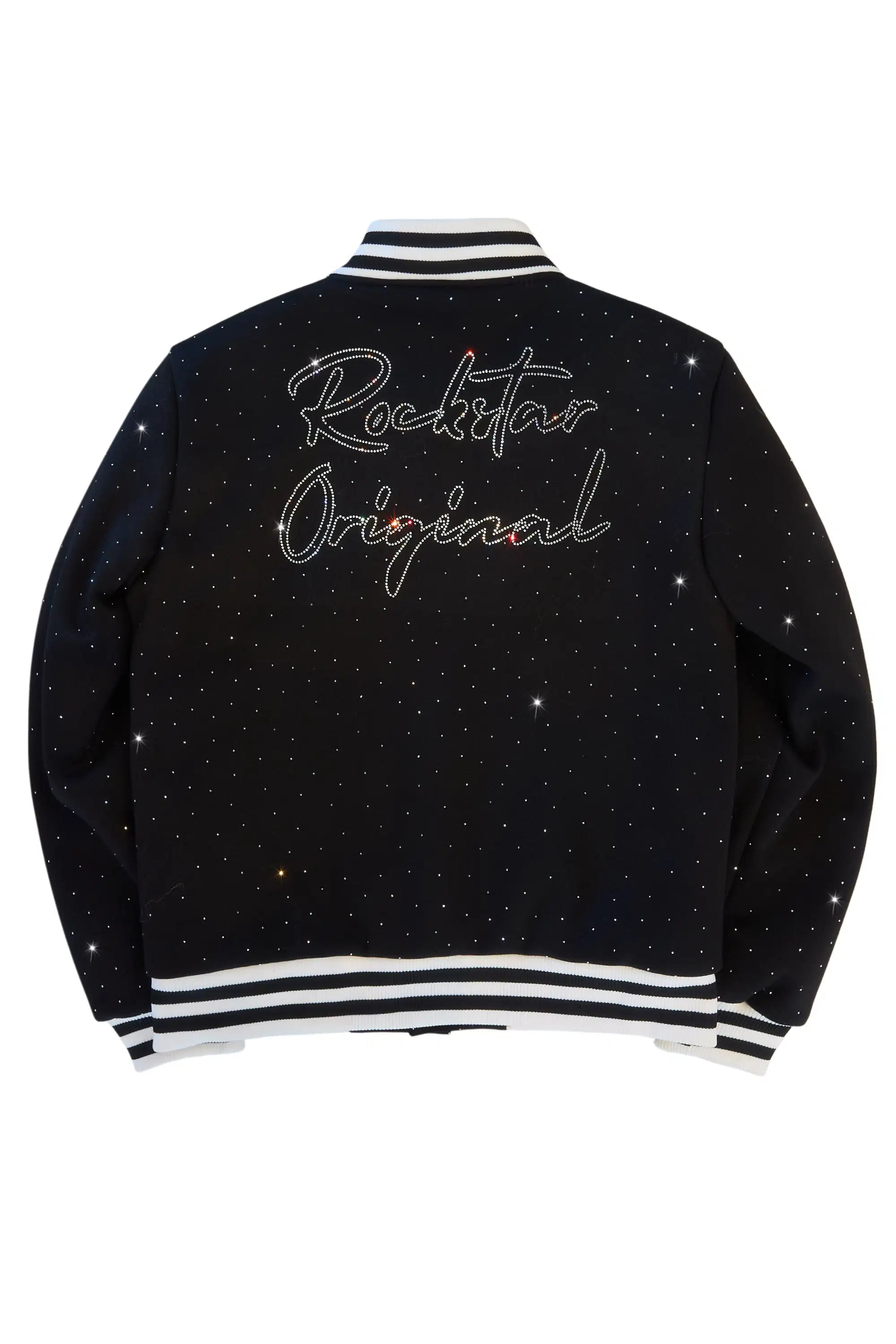 Alonza Black Rhinestone Varsity Jacket