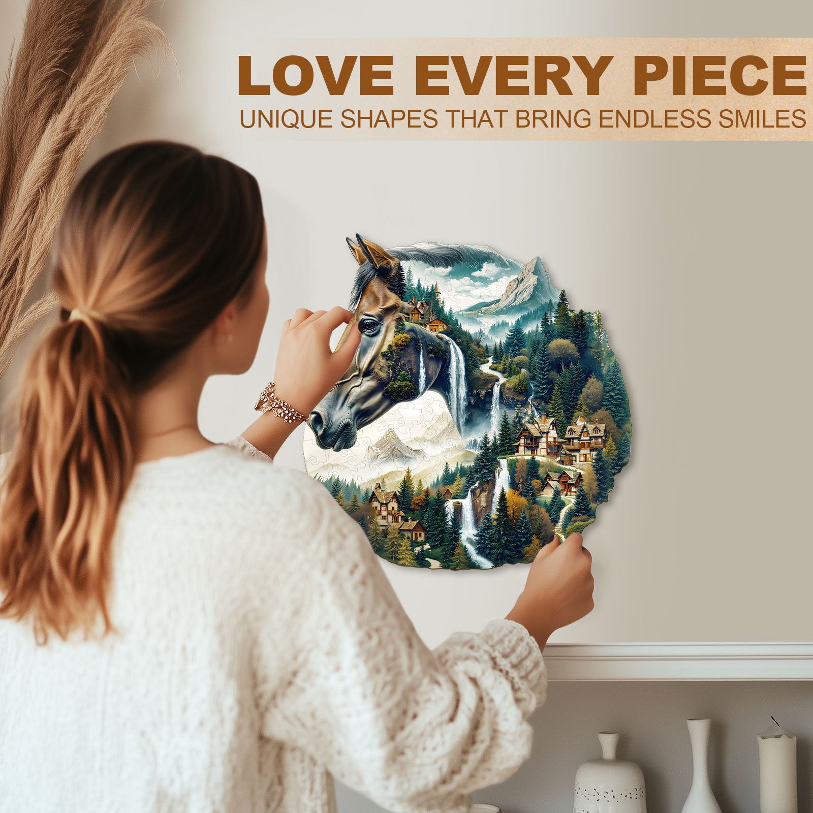 River and Horse Wooden Jigsaw Puzzle