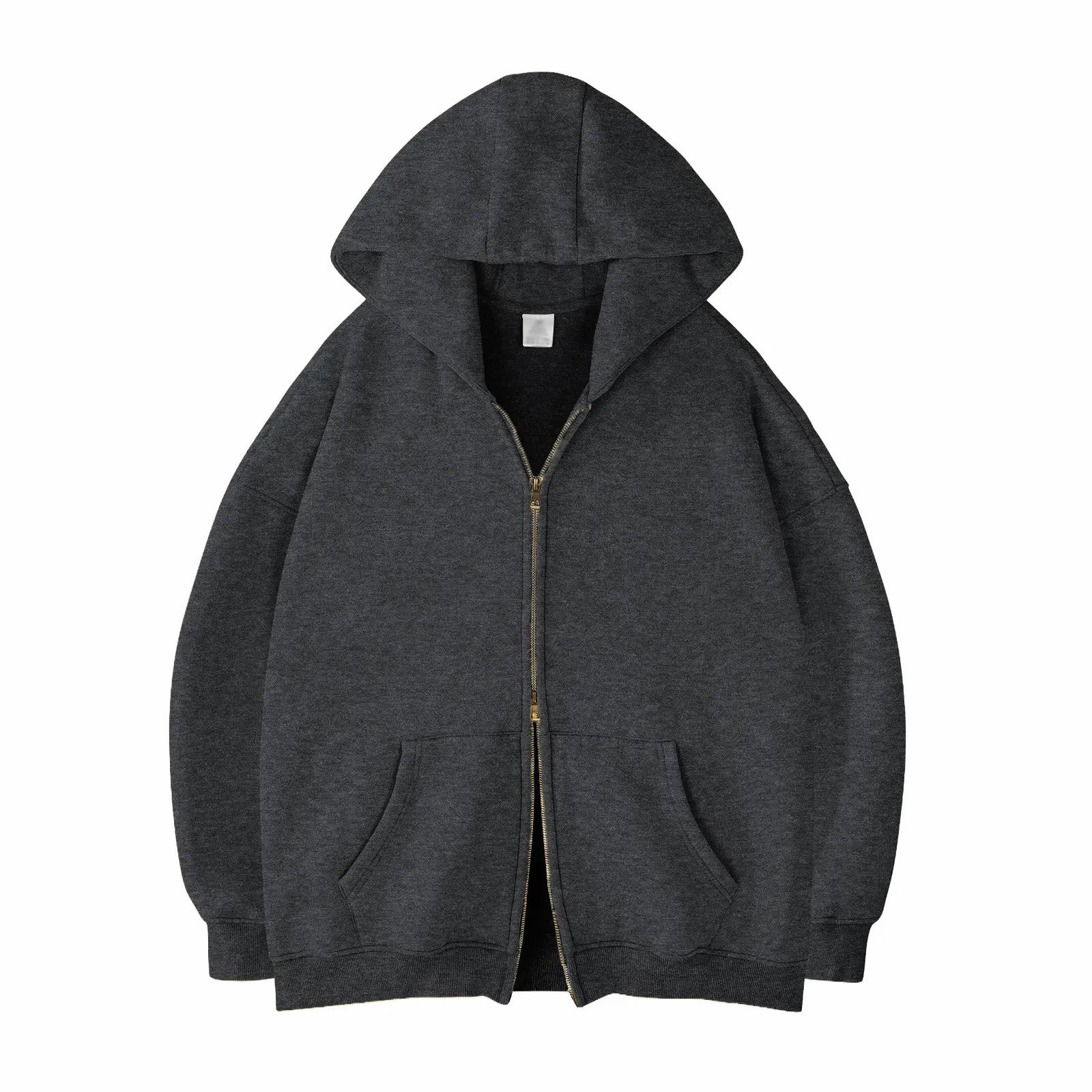 Unisex Acid Wash Oversized Zip-Up Hoodie – Heavyweight Fleece Cotton Sweatshirt