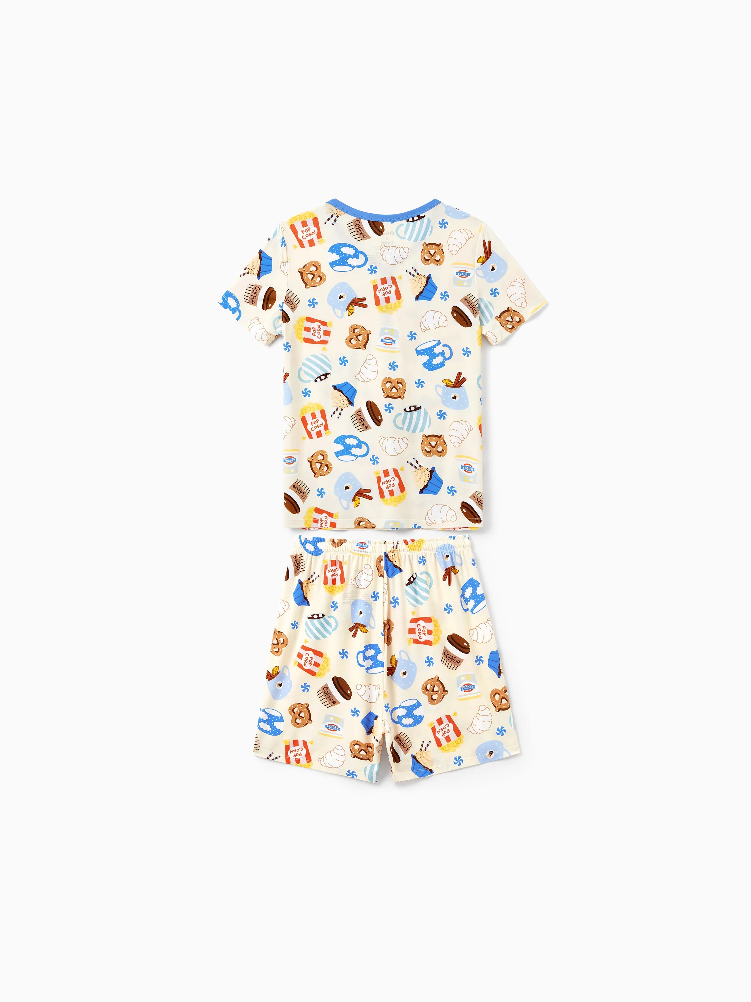 Family Matching Bamboo Pajamas Buttery Soft Bamboo Viscose PJs for Men Women Kids Toddler Baby, Cozy Dessert Print Short-sleeve Sleepwear Blue