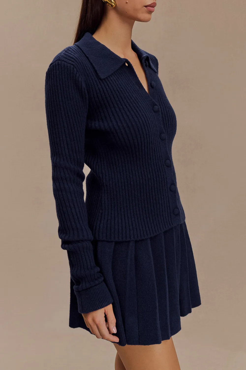 Pleated Knit Mini Skirt