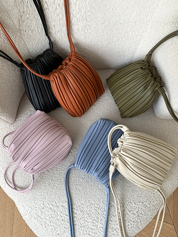 Drawstring Pleated Split-Joint Crossbody Bags