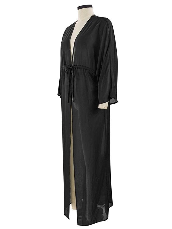 Chiffon Tunicshang Solid Color Long Sleeve Cover-Ups Tops