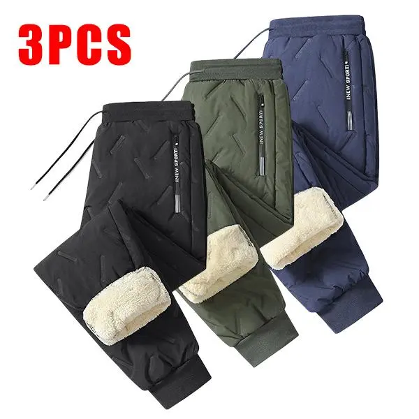 Men's 3-Pack Fleece-Lined Snow Pants - Fleece Lining, Drawstring Waistband, Ideal for Winter Sports & Casual Wear