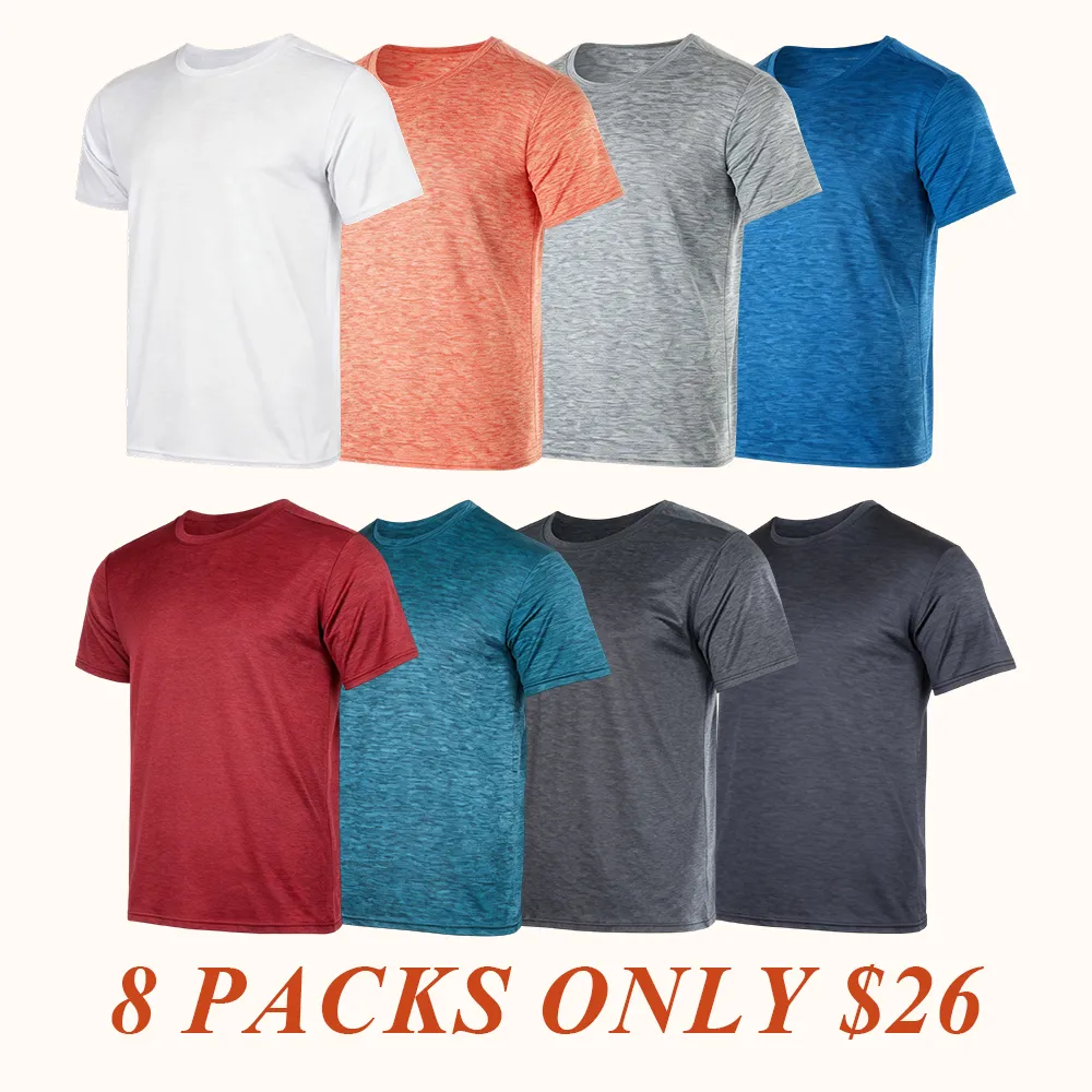 Men’s Short Sleeve Dry Fit Active Crew Neck T Shirt - Athletic Running Gym Workout Tee Tops