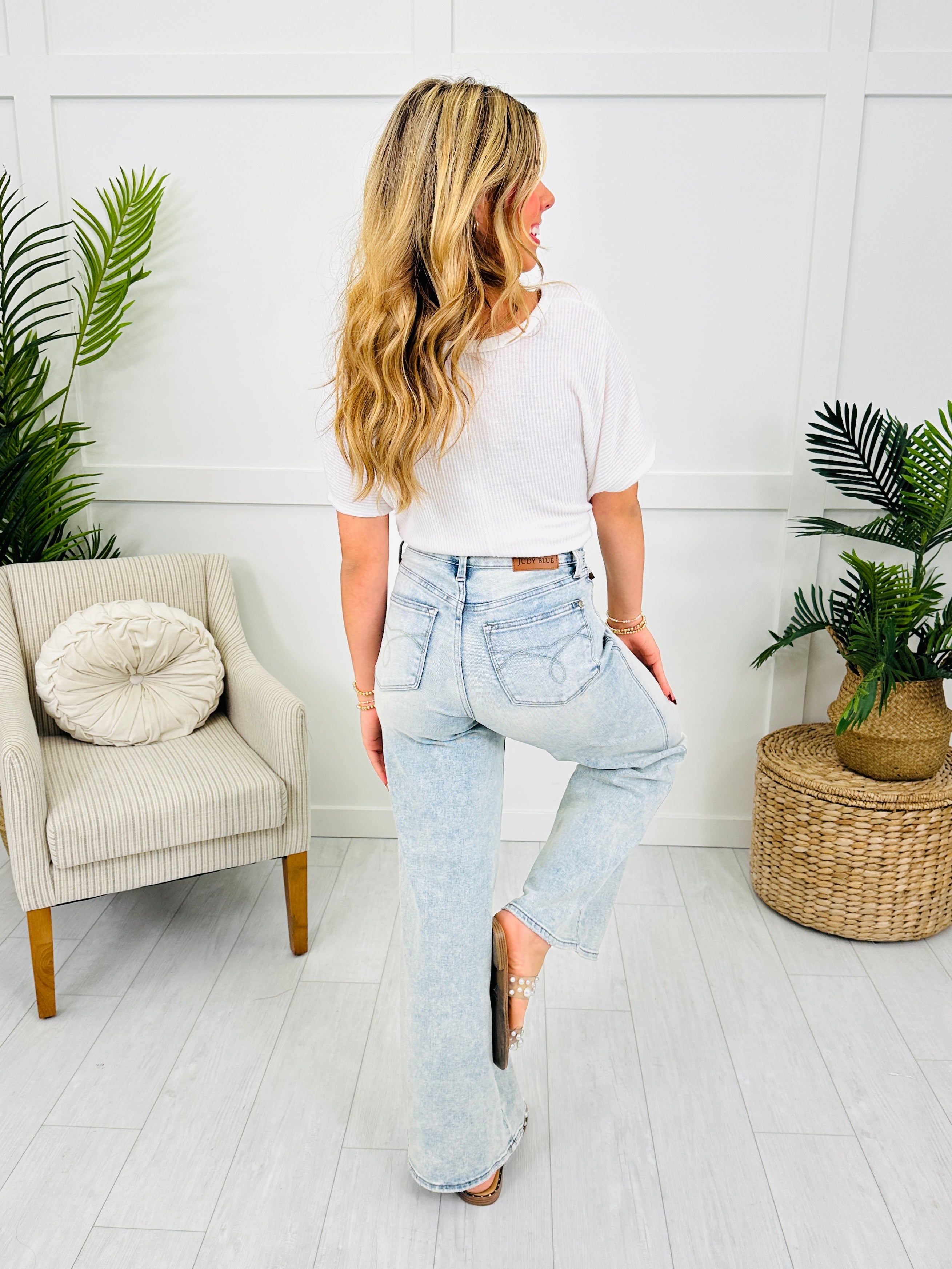 Judy Blue Turn Back Time Retro Style Wide Leg Tummy Control Jeans