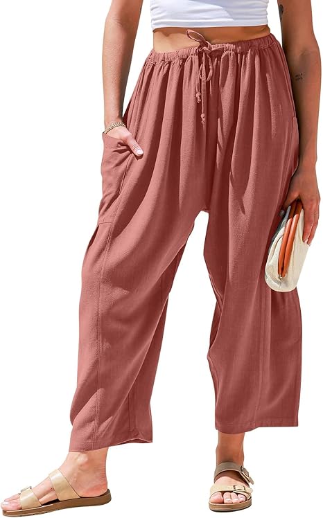 🎁Women's Polyester Wide Leg Pants with Pockets