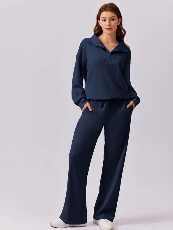 Women's 2-Piece Lounge Set – Half-Zip Pullover & Jogger Pants