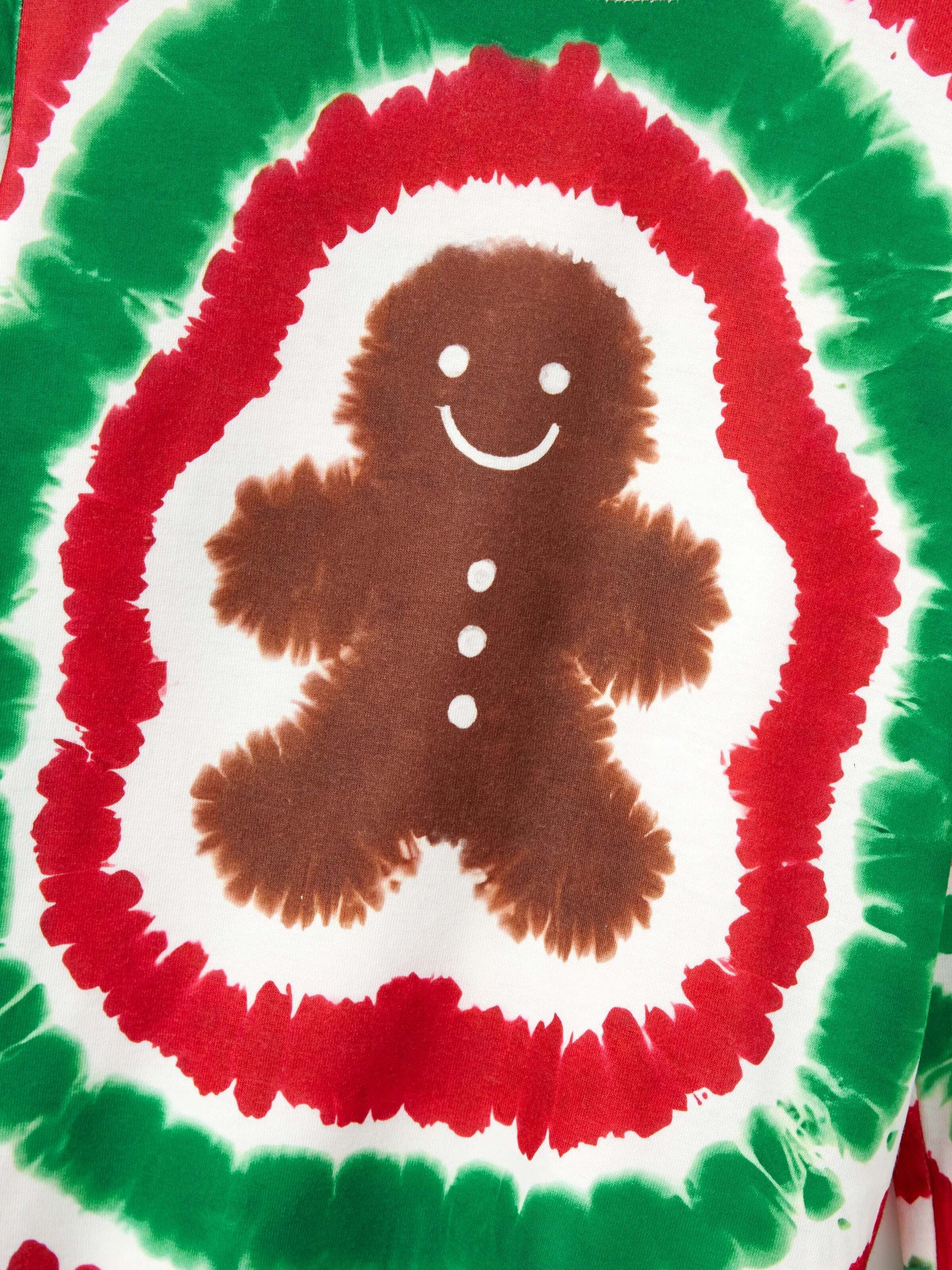 Christmas Family Red&Green Tie-Dye Gingerbread Man Pajamas Sets with Christmas Socks MultiColour