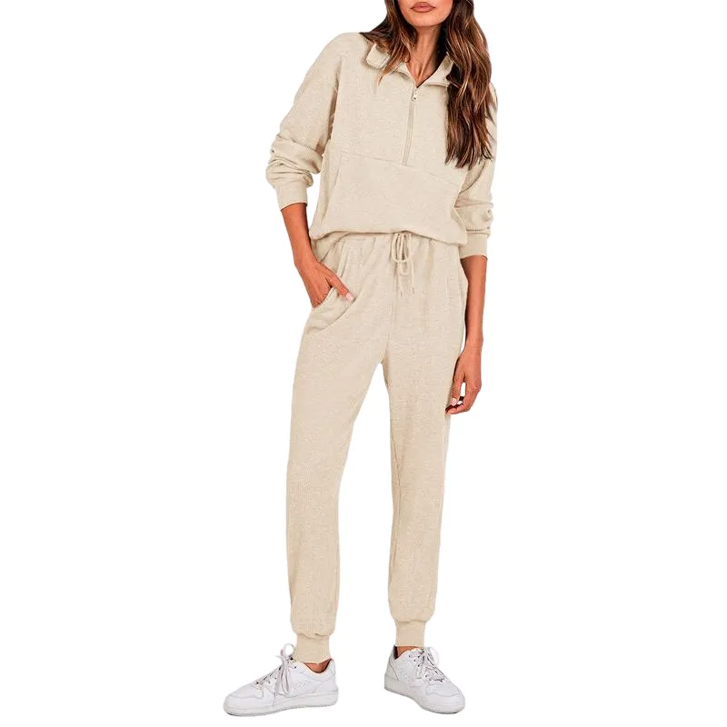Women's 2-Piece Sweatpants Set Long Sleeve Half Zip Pullover Sweatshirt and Pants