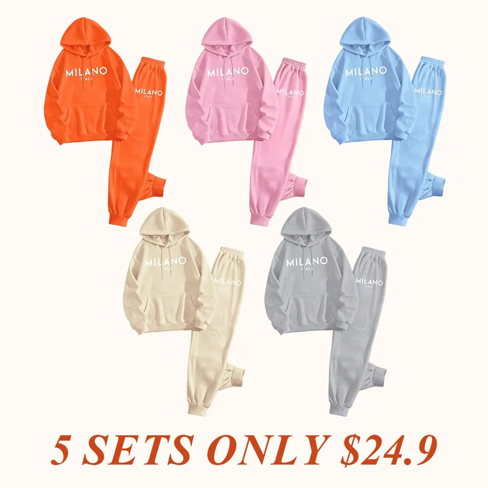 Women's Milano prints City print hoodie and drawstring track pants set