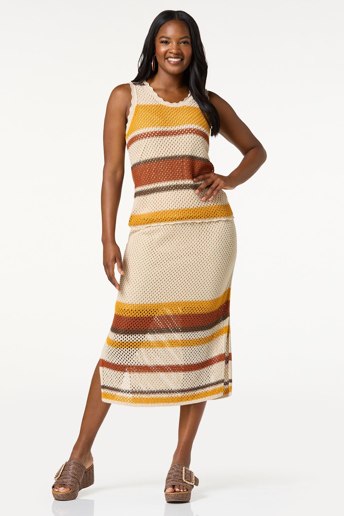 Stripe Scalloped Open Stitch Tank