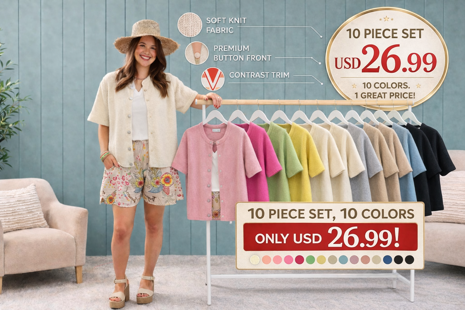 🔥 Women's Lightweight Cardigan Short Sleeve Button-Down Summer Cardigan Sweater