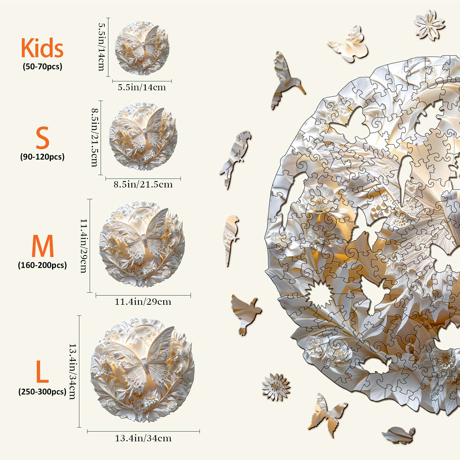 Paper Butterfly Wooden Jigsaw Puzzle