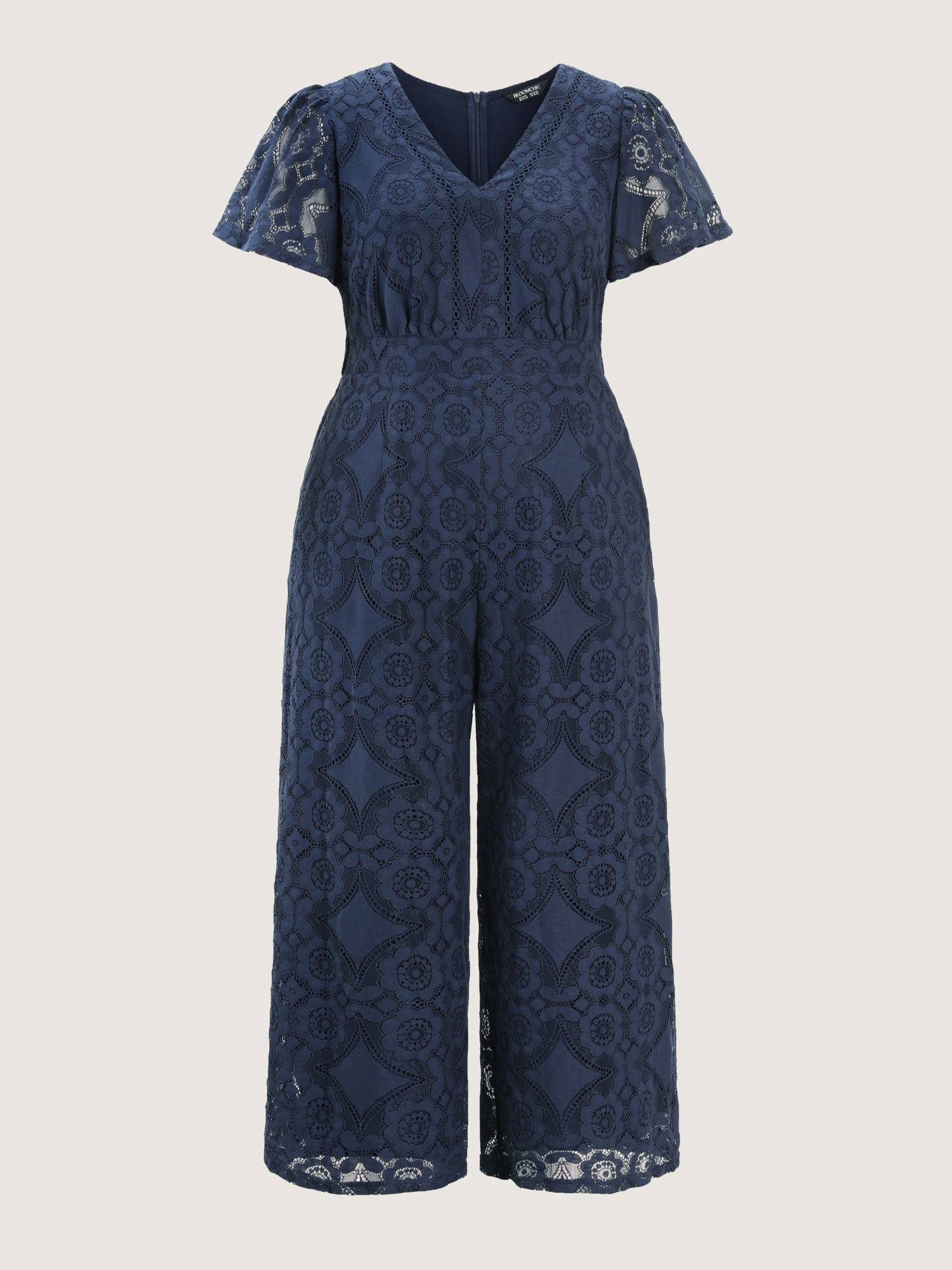 Floral Lace Sheer Stretchy Waist Jumpsuit