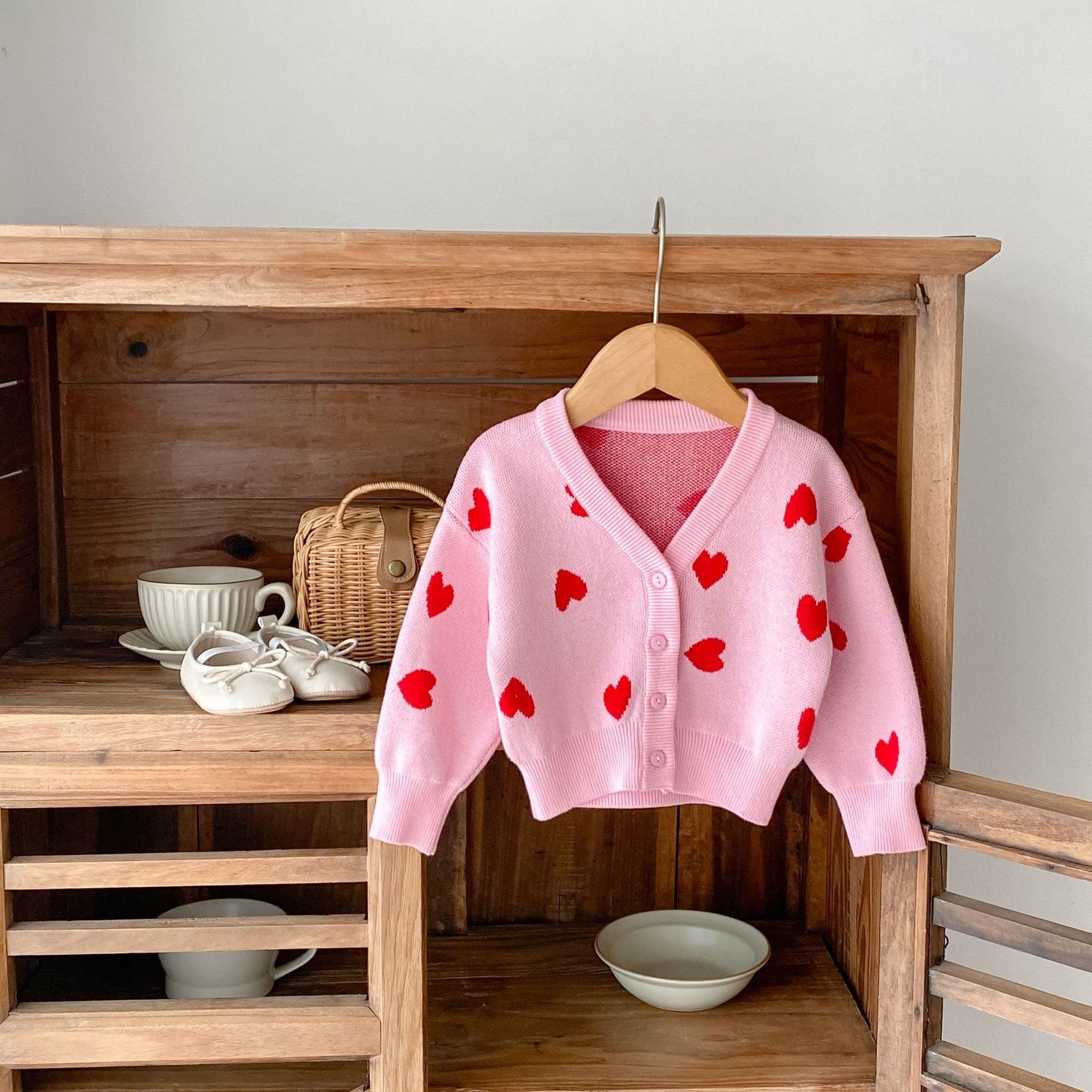 Baby Knitted V-neck Heart Cardigan
